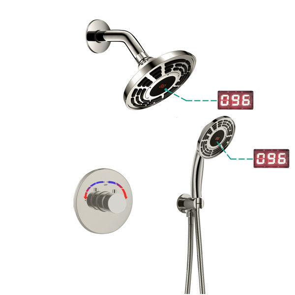 EVERSTEIN Digital Display Thermostatic Shower Head Faucet Set with